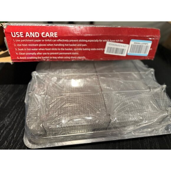 6-Piece Stainless Steel Oven Air Fryer Basket & Tray Set - 3 Sizes NIB - Picture 3 of 10